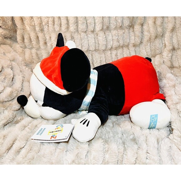Disney Retro Reimagined Santa Mickey Mouse Sleeping Cuddleez Large Plush 24'' - Picture 2 of 7